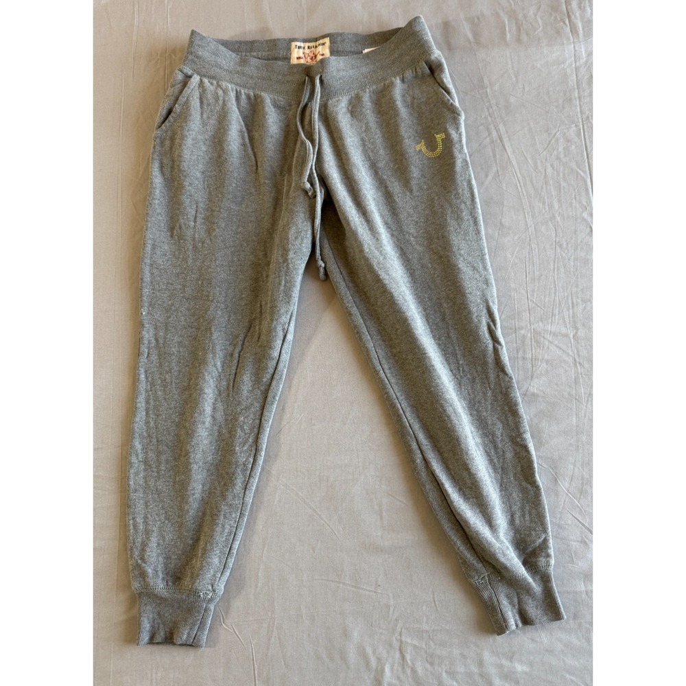 True Religion Pants Joggers Large Loungewear Mens Gray Sweatpants studded Logo